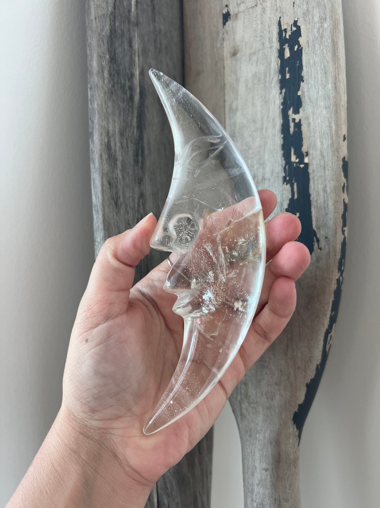 Clear Quartz Mr. Moon Carving