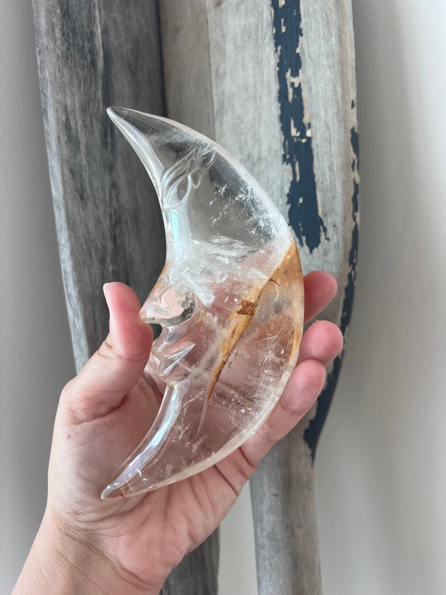 Clear Quartz Mr. Moon Carving