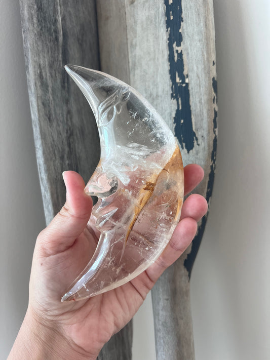 Clear Quartz Mr. Moon Carving