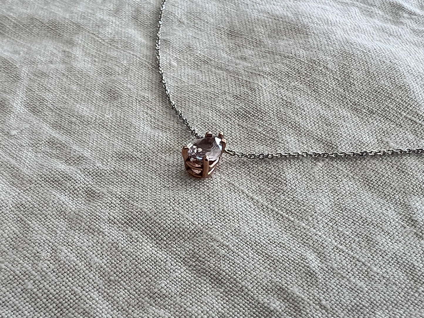 The Leyla Necklace Collection dainty pear shaped .63 carat natural sapphire & 14k White Gold