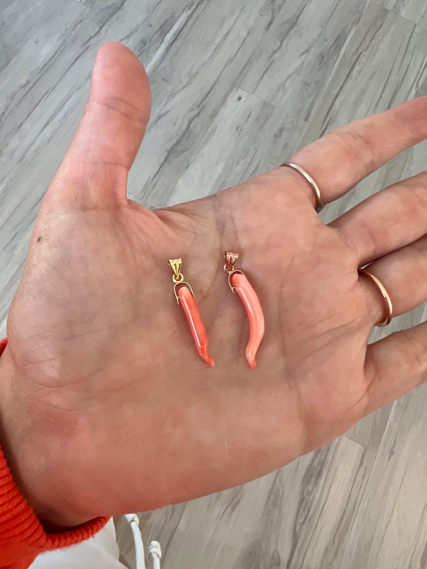 Theia’s Signature Protection Horn 18k Rose gold & pink natural coral