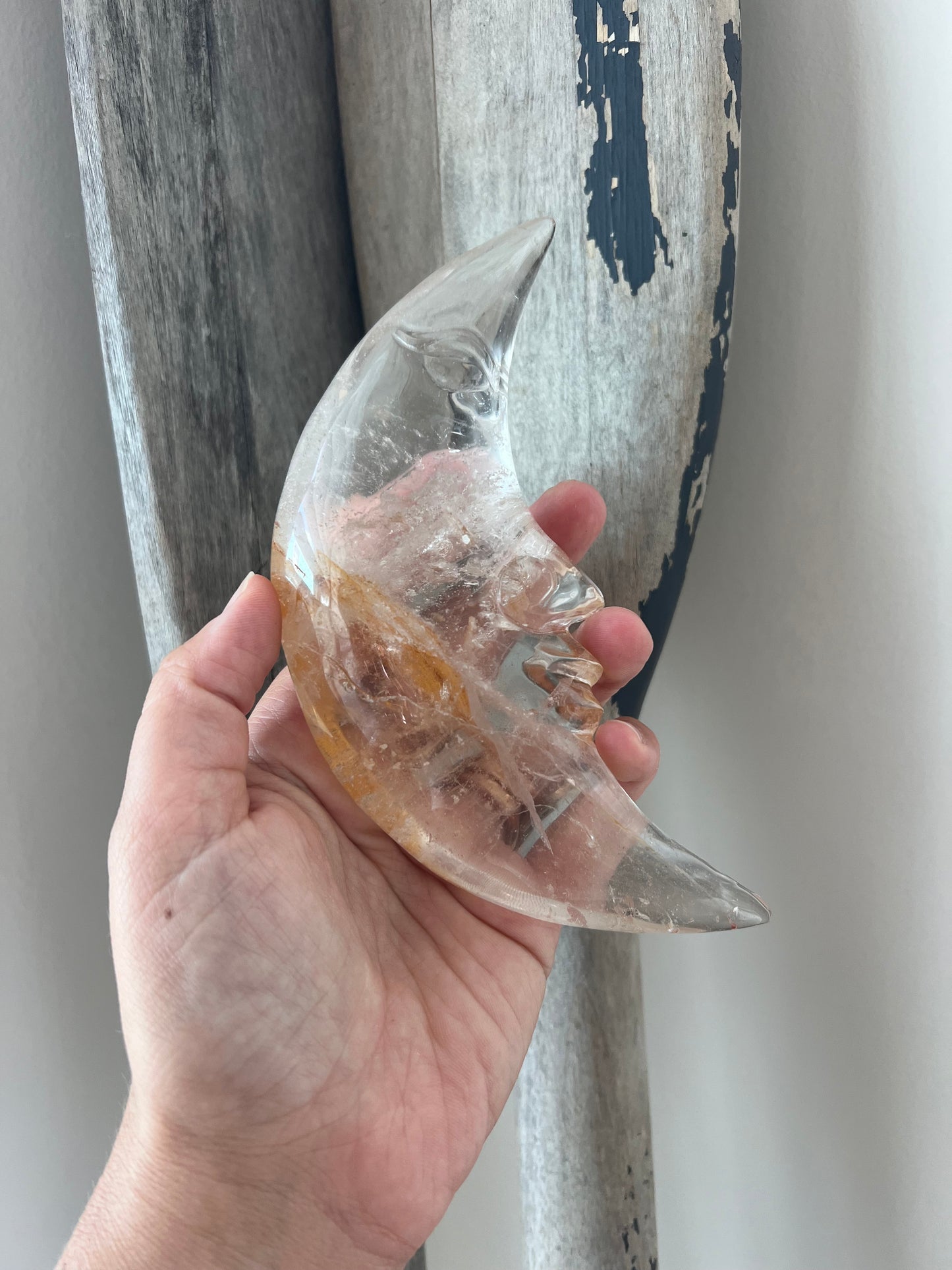 Clear Quartz Mr. Moon Carving