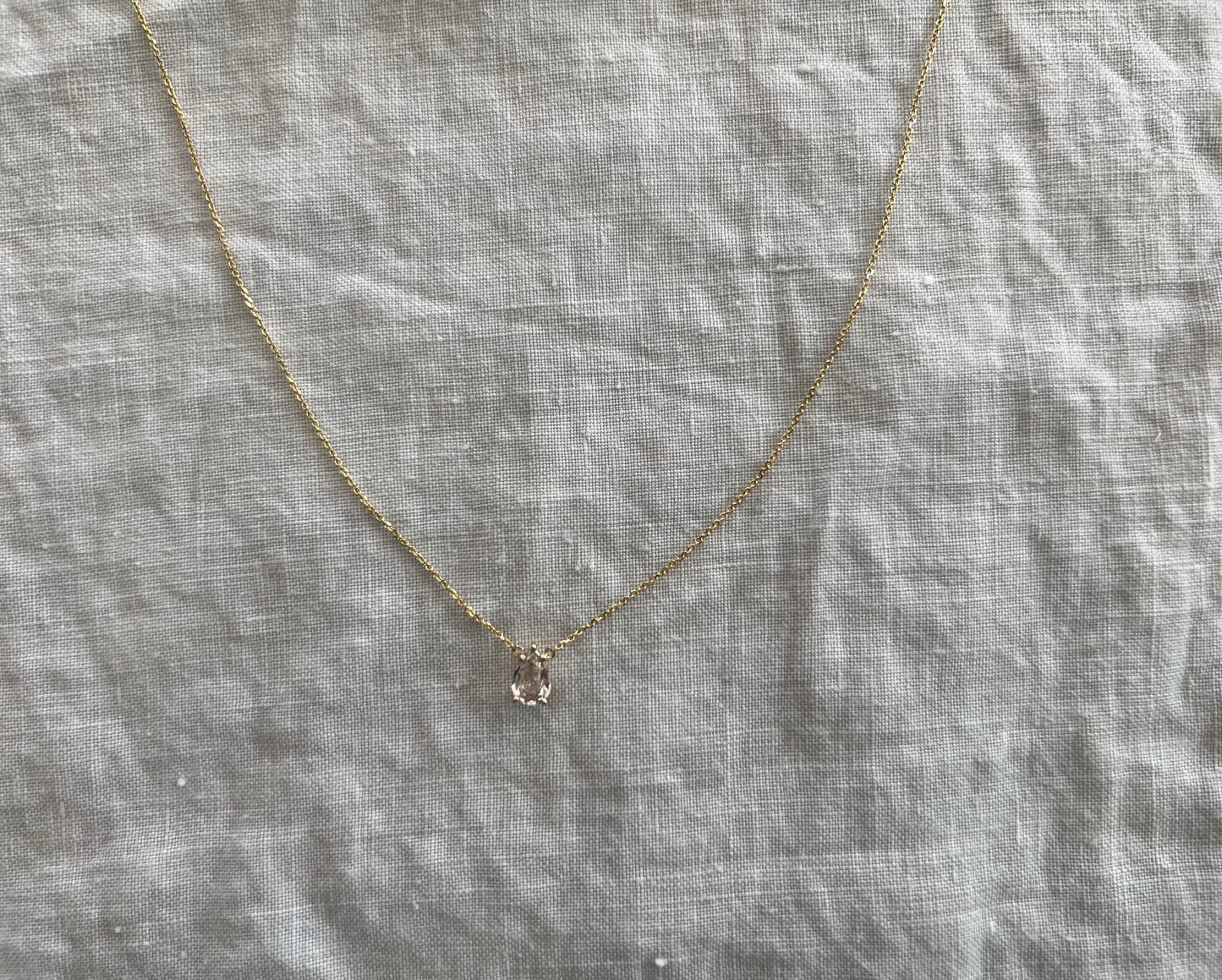 The Leyla Necklace Collection dainty pear shaped .83 carat natural sapphire & 14k yellow Gold