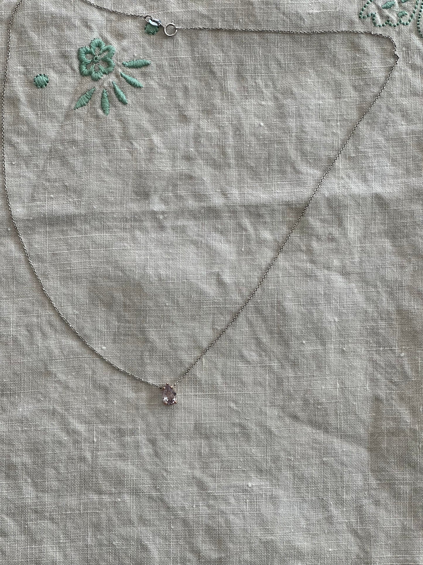 The Leyla Necklace Collection dainty pear shaped .63 carat natural sapphire & 14k White Gold