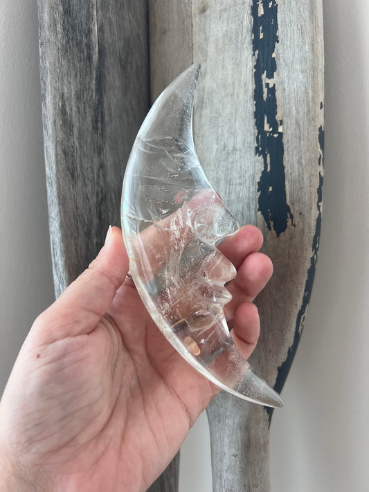 Clear Quartz Mr. Moon Carving